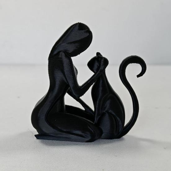 Jijijing 3D Printed Sculpture, One-Piece Molding Desktop Figure, Abstract Woman Cat Art Ornament for Home Decor Gift