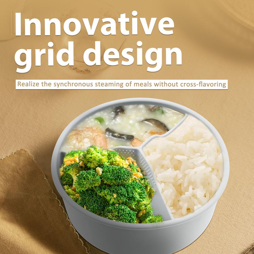 Microwave Silicone Steamer 3 Compartments Microwave Pot Heat Resistance Multifunctional Steamer Bowl Portable Air Fryer Pot Easy