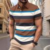 New cross-border men's casual POLO shirt V-neck button business striped versatile T-shirt top