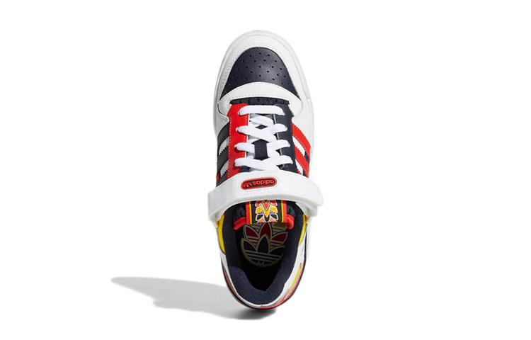 adidas Originals FORUM Cushioning, Wear Resistant Low Top Skateboard Shoes White Blue Red Teenagers H04423