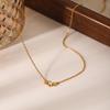 Geometric Zirconia Inlaid Titanium Steel Pendant Necklace For Women Minimalist Collarbone Chain