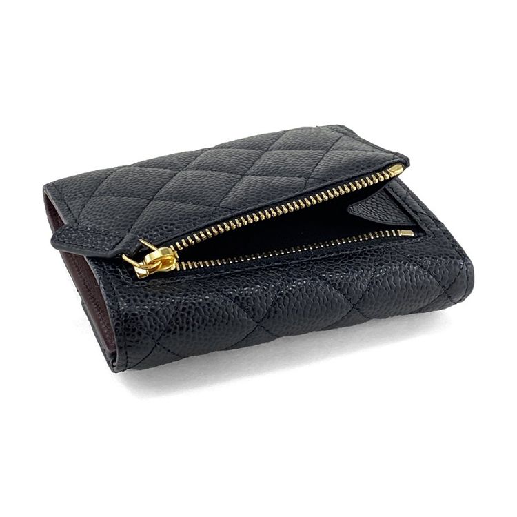 Chanel Cf Series Quilted Short Gold Buckle Calfskin Handheld Wallet Women wallet Black AP0231-Y01864-C3906