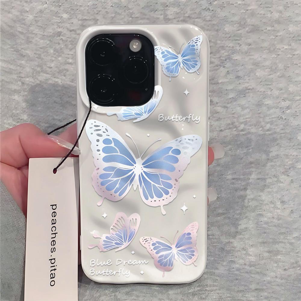 Fashion Dyeing Butterfly Phone Case For IPhone 17 16 15 14 13 12 11 Pro MAX 16 15 14 Plus Shockproof Bumpper Cover Case Funda