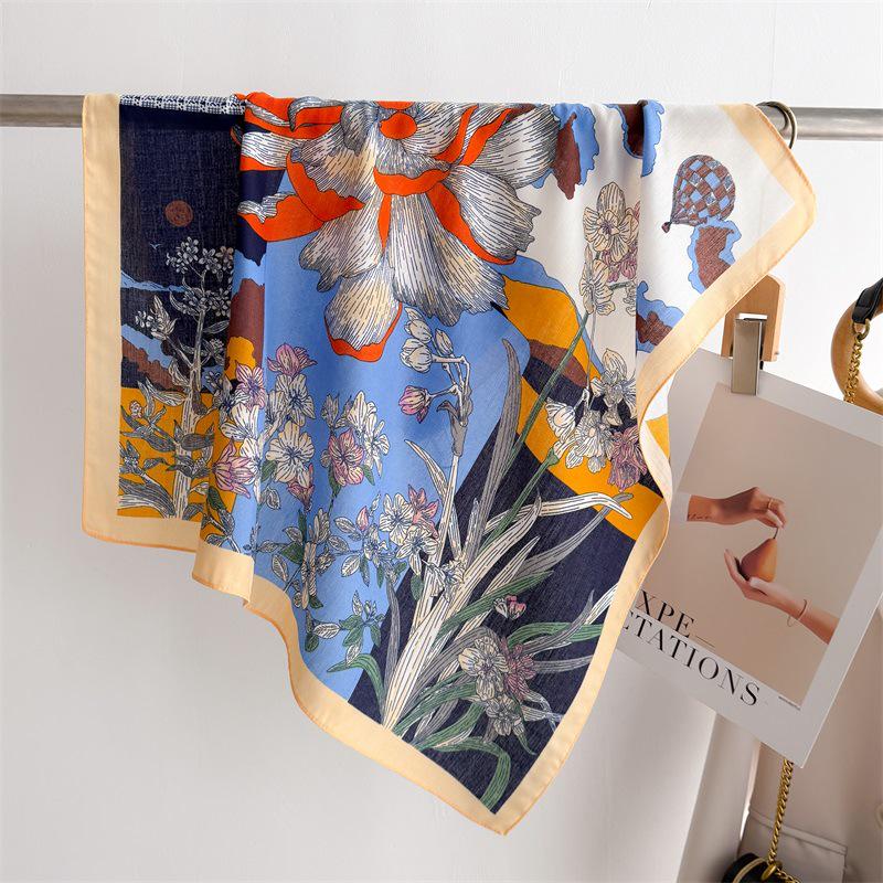 Eșarfă elegantă de mătase 2025: Design japonez și coreean, Stil subțire de vară, Protecție pentru gât