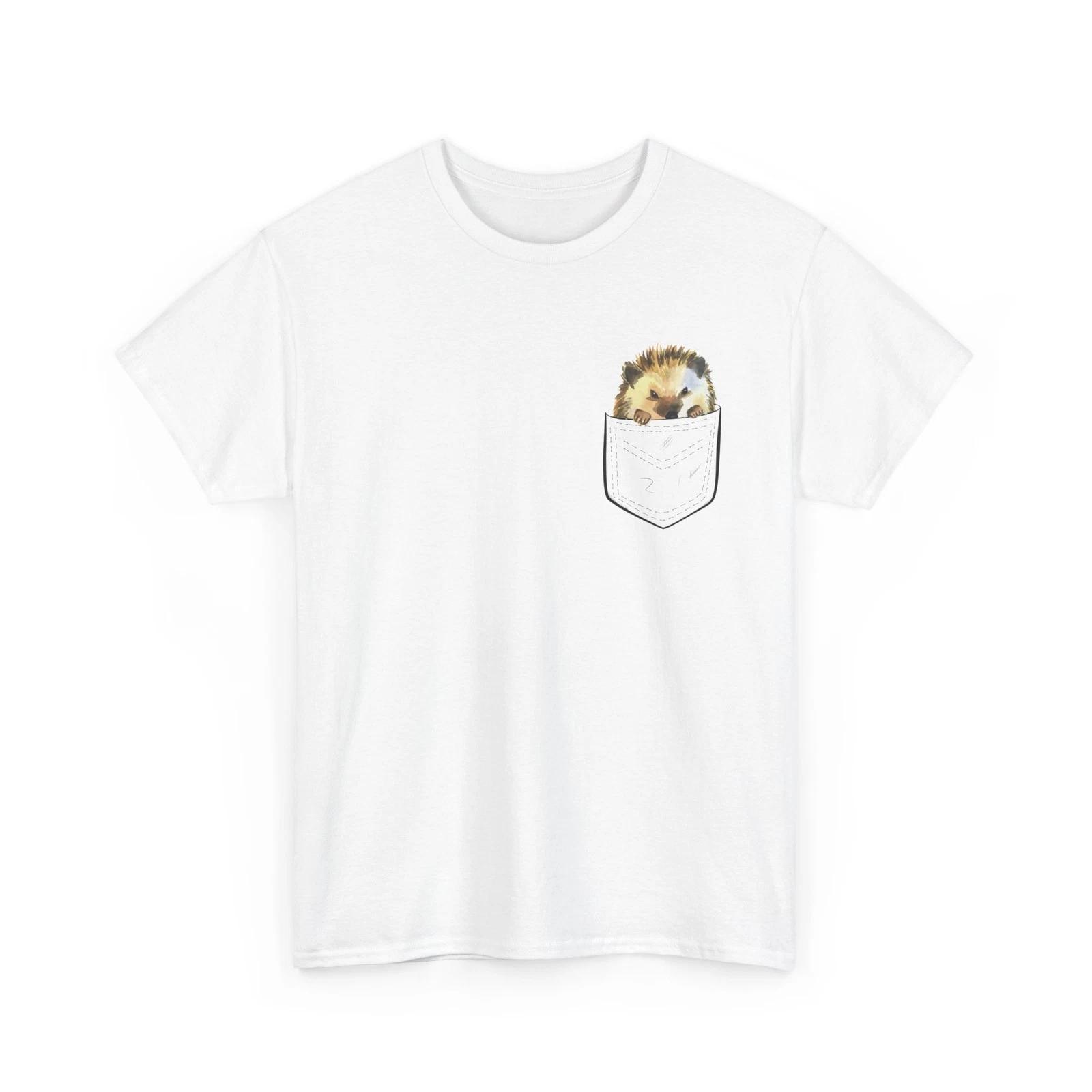 

Hedgehog Pocket T shirt, Animals Hedgehogs Lovers Women Men Zookeeper Shirt 2XL