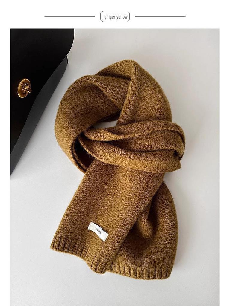 Wool Pure Australian Knitted Scarf New Style Solid Color Unisex Winter Warm