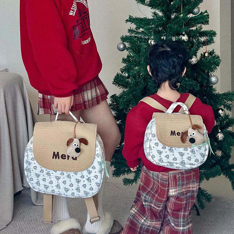 Backpack Checkered Dog Childrens Animal Pattern Bag Parentchild Mommy Bag