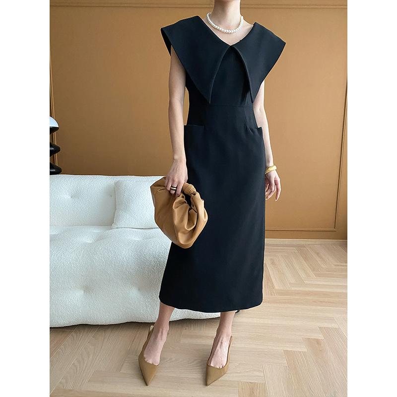 Designový styl Francouzské špičaté sako Rozparek v pase Dlouhé šaty Ležérní styl Šaty Dámské šaty