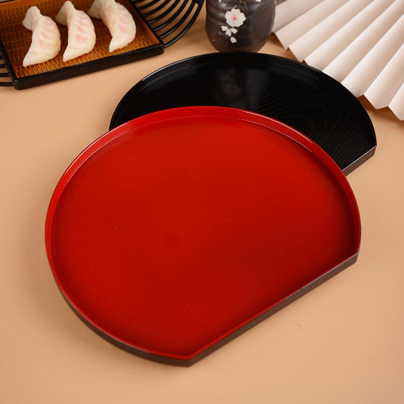 Melamine Tray Catering Network Red High Appearance Level Japanese Tray Delicate Red Edge Half Moon Sushi Plate Commercial