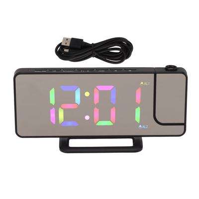 Orologio Digitale LED RGB Schermo Grande Specchio Proiezione Multifunzione Tavolo Elettronico Sveglia Nero