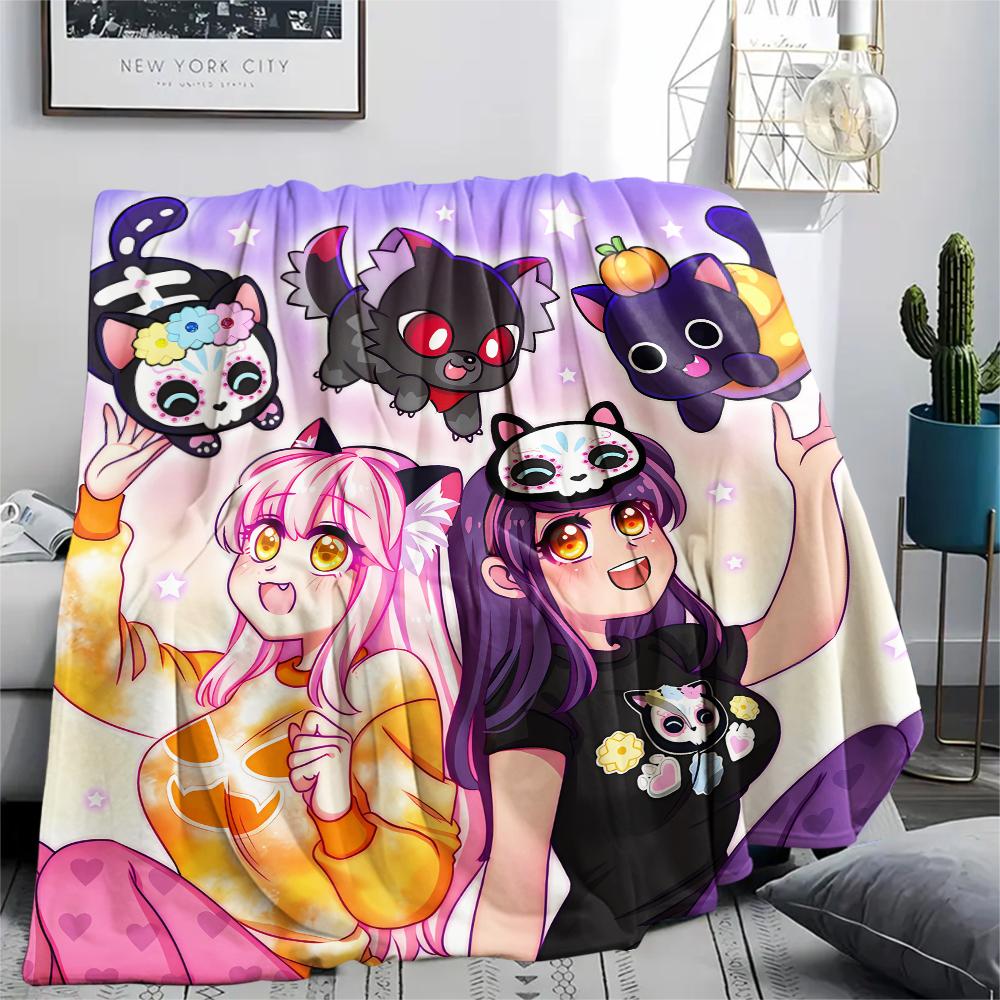 1 szt. Koc flanelowy z nadrukiem Aphmau, Wysokiej jakości, Na wszystkie pory roku, Wystrój domu, Ciepło i komfort, Idealny na prezenty świąteczne