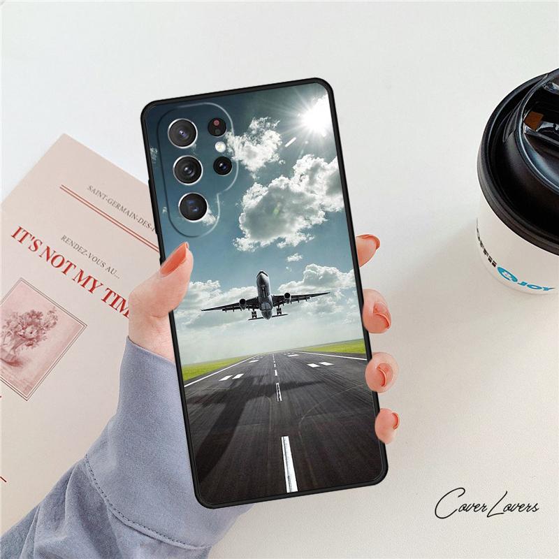 Aircraft Airplane Fly Travel phone case For Samsung Galaxy S24 S25 S23 S22 Ultra Note 10 20 Plus S20 S21 FE Cover