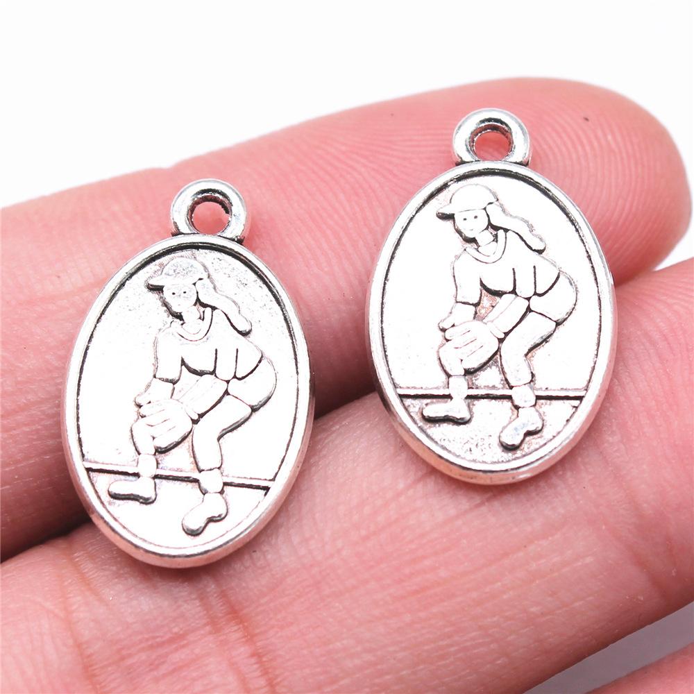 20pcs Sport Charms Baseball & Softball Charms Antique Bronze Silver Color Pendants DIY Crafts Making Findings For Jewelry Making