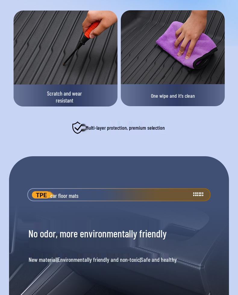 Tesla Model Y/3 TPE Front & Rear Trunk Mats and Foot Pad