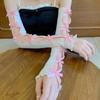 Flocking Bowknot Arm Sleeves for Women Teens Girl Elegant Hollowed Out Decorative Sleeves JK Arm Decors Party Oversleeve