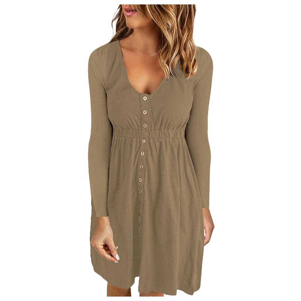 A Fashionable Solid-colored Loose Dress For Ladies