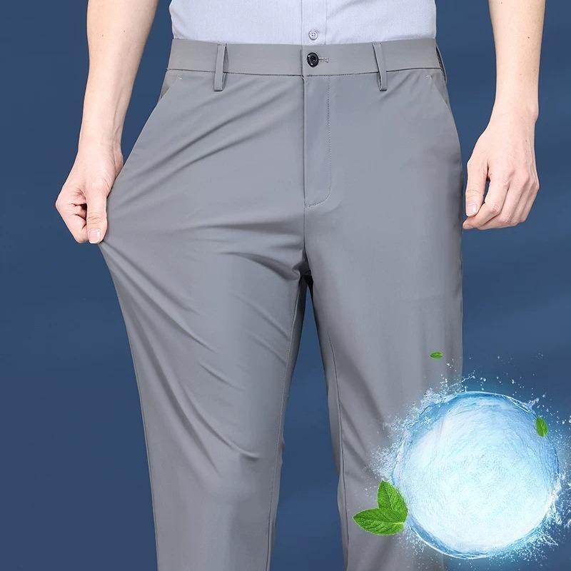 Men's Summer Thin Breathable Formal Wear Straight-leg Business Trousers
