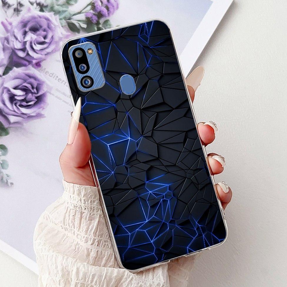 For Samsung M21 2021 Case Clear Fashion Cute Cat Cool Luxury Painted Soft Funda For Samsung Galaxy M21 2021 Back Cover SM-M215G
