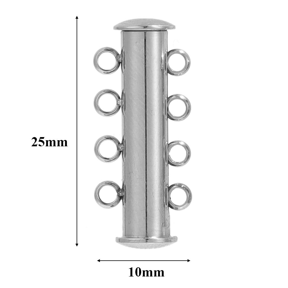 3 Stück Edelstahl 4 Schlaufen Magnetische Schieberöhre Verschlüsse Haken für DIY Lagenhalskette Schmuckherstellung Zubehör Armbandverbinder