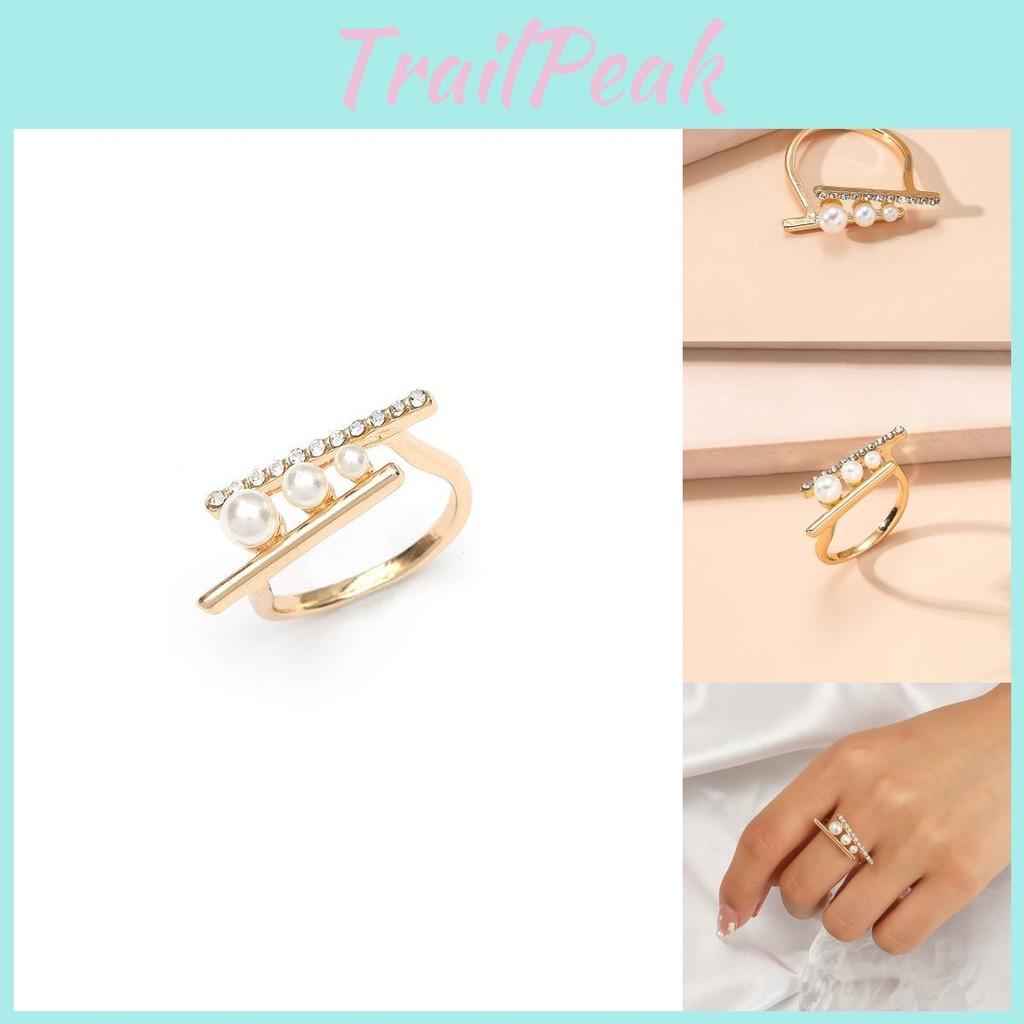 Minimalist Modern Pearl Adjustable Ring With Unique Geometric Design Ideal For Fashion Enthusiasts