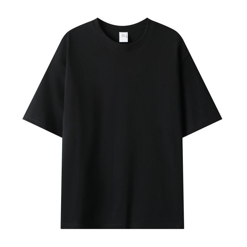 

Men Crew Neck Solid Color Short Sleeve Oversized Casual Basic Blank T Shirt S чёрный