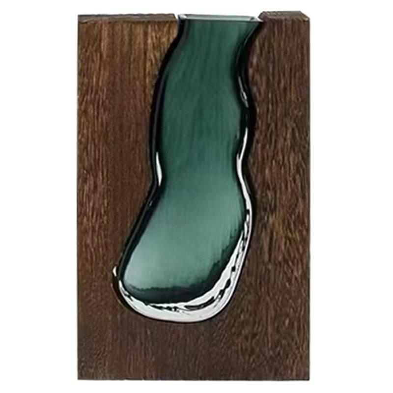 AB34-Flower Arrangement Bottle Modern Hydroponic Flower Holder Exquisite Wooden Glass Vase Transparent Flower Pot For Homestay