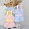 Vestito Principessa per Animali Domestici Senza Maniche Volant Ricamo BABY Bottoni Scozzese Primavera Estate Cane Piccolo Cucciolo Vestiti Forniture per Animali