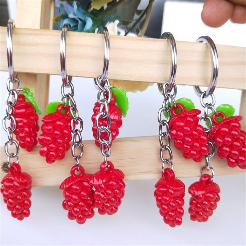5pcs Chinese Cabbage Keychains Simulated Vegetable Grape Pendant Key Chain Car Keyring for Bag Purse Jewelry Accessory