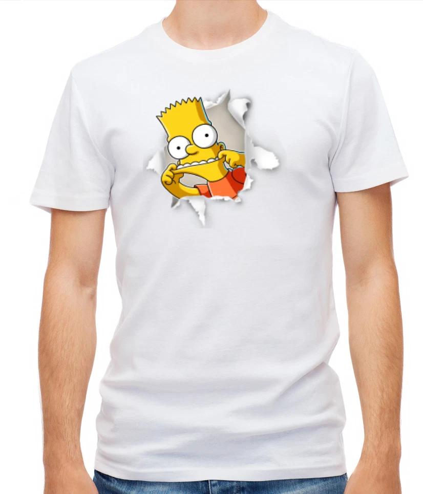 The Simpsons, Bart Simpsons White/Black Short Sleeve Men T Shirt H500 S