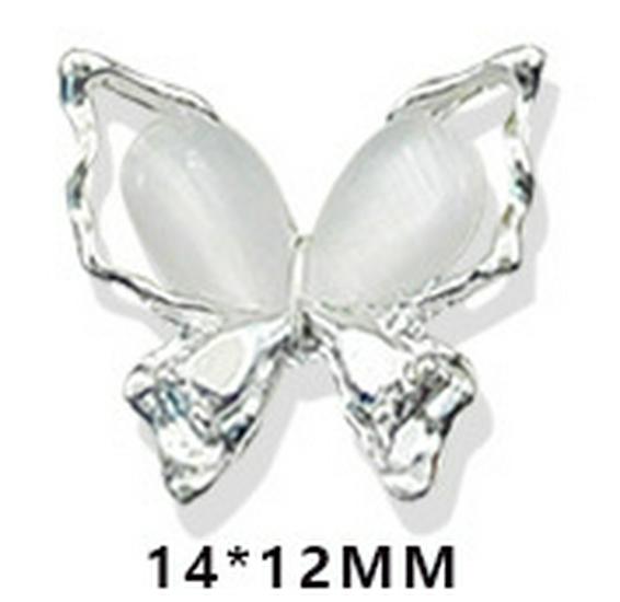 Luxury 3D Silver Cat Eye Butterfly Nail Art Rhinestones