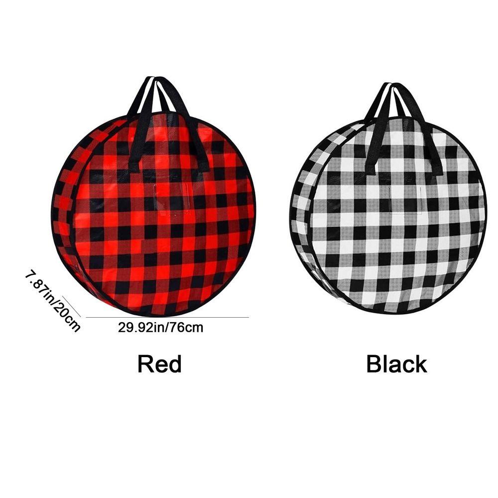 Stackable Plaid Christmas Wreath Storage Bag Waterproof Large Capacity Wreath Storage Container with Zipper and Handles