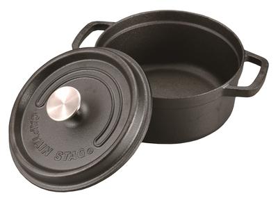 Captain Stag Cocotte Dutch Oven, 22cm, 2.8L Capacity, Cast Iron, No Seasoning Required, Gas, Induction, and Oven Compatible, UG-3037