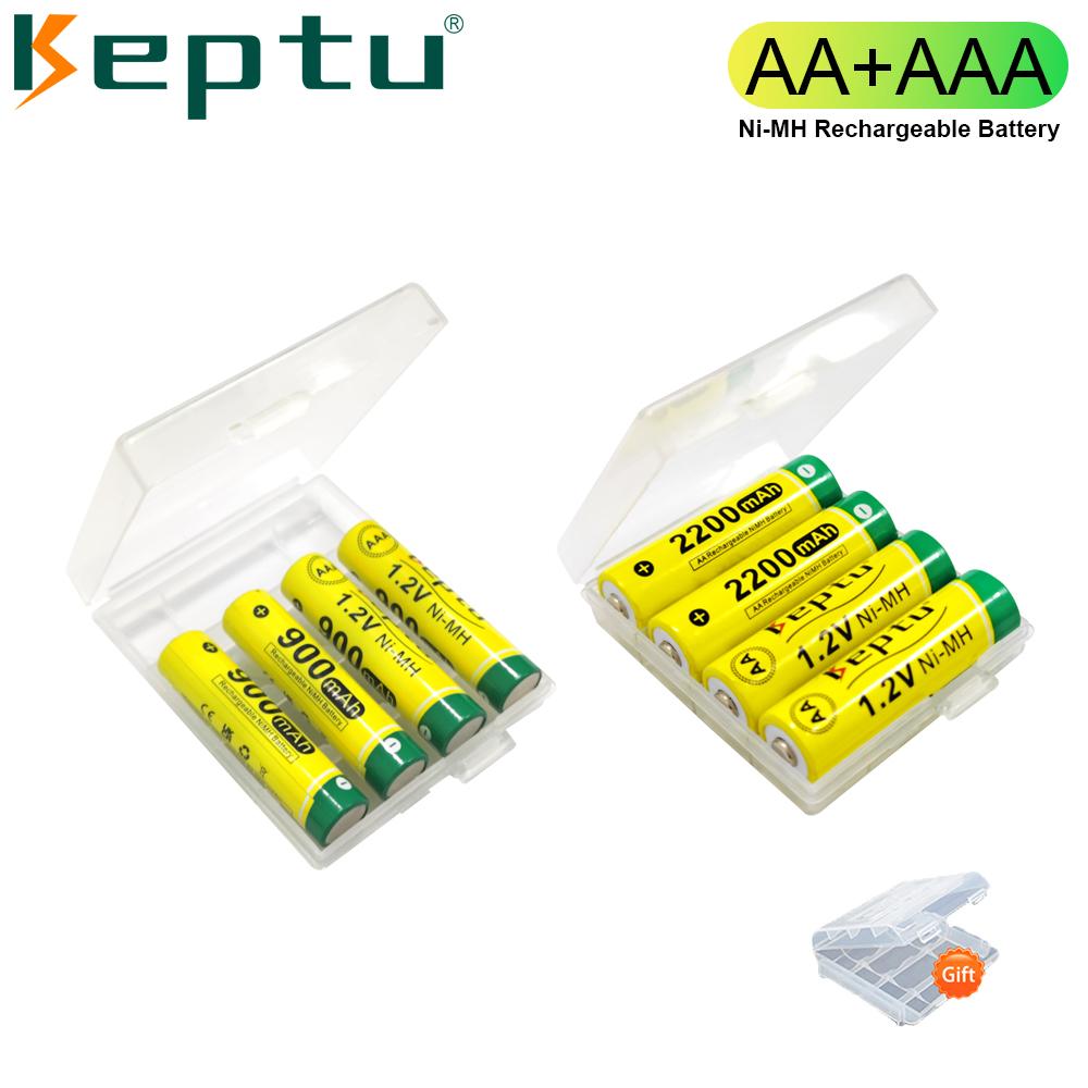 KEPTU Rechargeable Battery AA 1.2V Ni-MH Batteries AA(HR6) 2200mAh and AAA(HR03) 900mAh Ni-MH 2A/3A Rechargeable Batteries