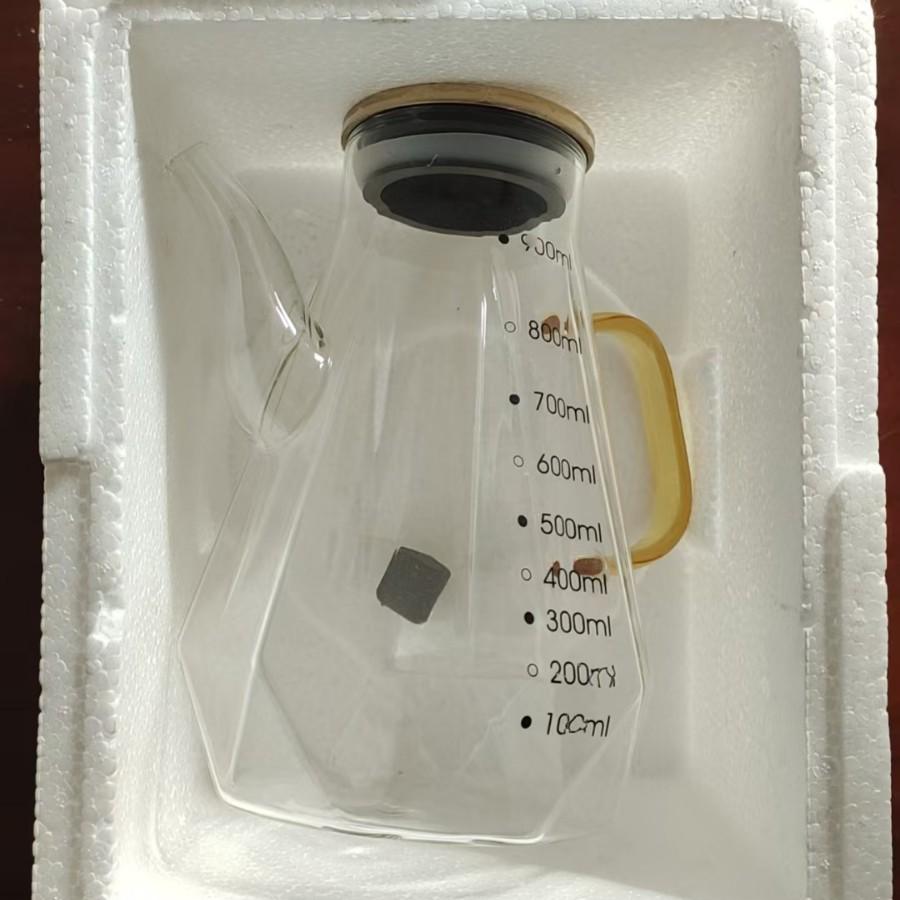Large Capacity Leak-Proof Glass Oil Pot with Lid for Kitchen
