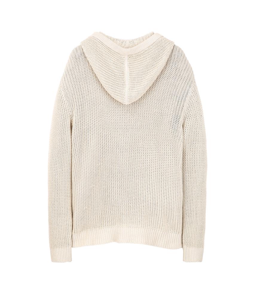 Il Corso Airy Mesh Knit Zip-Up Hoodie Light Beige