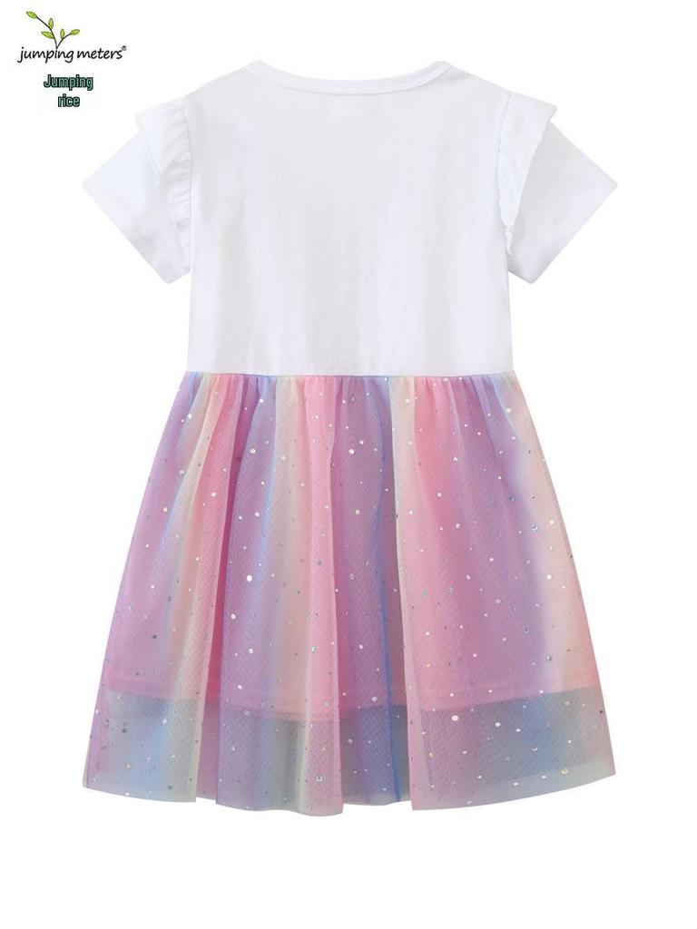 European & American Style Summer 2026 Girls' Knit Dress with Gauze Skirt