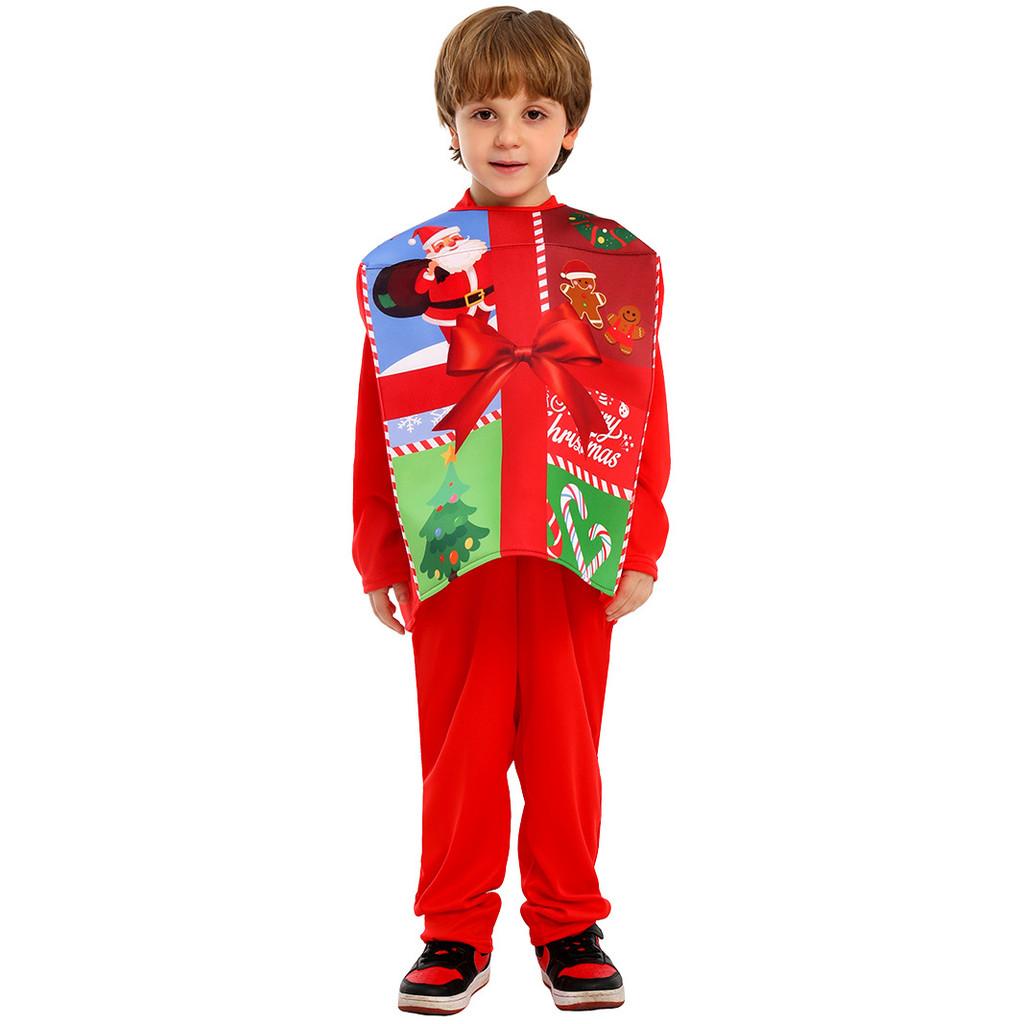 Christmas Gift Box Costume For Kids With Sponge Material For Holiday Stage Performances