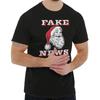 Funny Christmas Xmas Santa Claus Fake News Womens or Unisexs Crew Neck T Shirt Vintage Washed Fashion Top For Everyday Wear