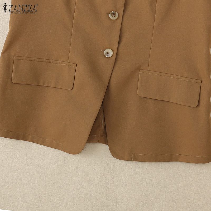 ZANZEA Cárdigan Chaleco Casual de Mujer con Cuello en V Suelto sin Mangas