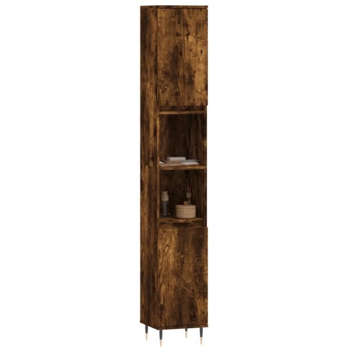VidaXL Armoire de bain chêne fumé 30x30x190 cm bois d'ingénierie 831529