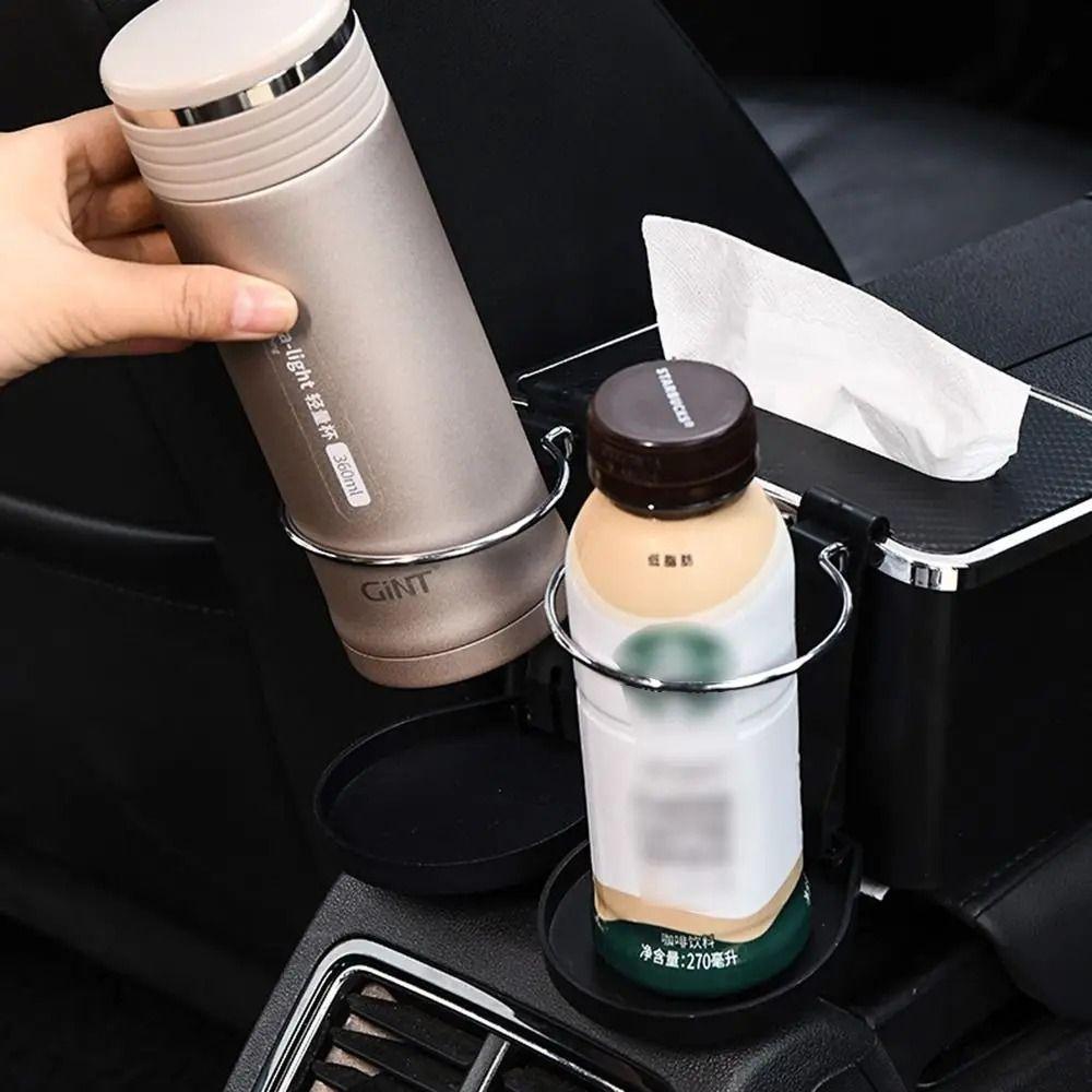 Wear Resistant Car Armrest Holder Easy to Install One-click Opening Car Mounted Tissue Box with Cup Holder Car Elbow Support Pad