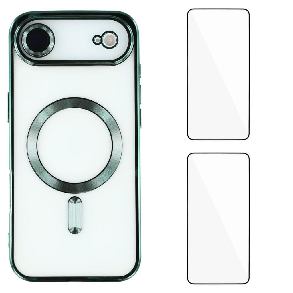 For iPhone 17 Air Magnetic Case WANLONFENG Electroplated TPU Cover with Lens Film+2Pcs Tempered Glass