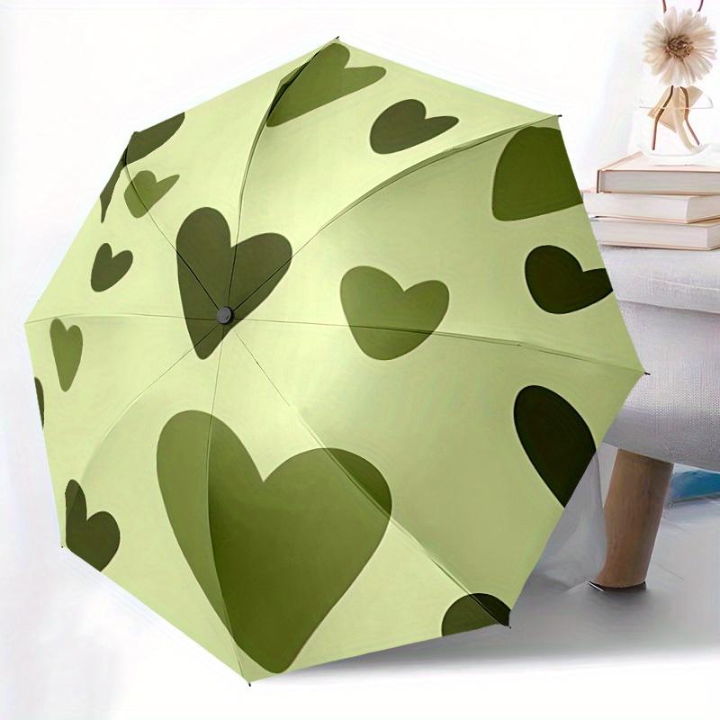 1pc Heart Circle Automatic Open/close Folding Compact Umbrella, 8 Rib Sturdy Canopy, Lightweight Portable, Everyday Use, Gift,,112