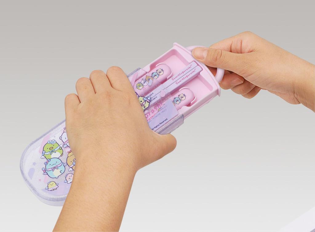 Skater Lunch Box Trio Made in Sliding Name Stickers Sumikko Gurashi Ebiten Idol Children's Set, Antibacterial, Chopsticks, Spoon, Fork, Cutlery,