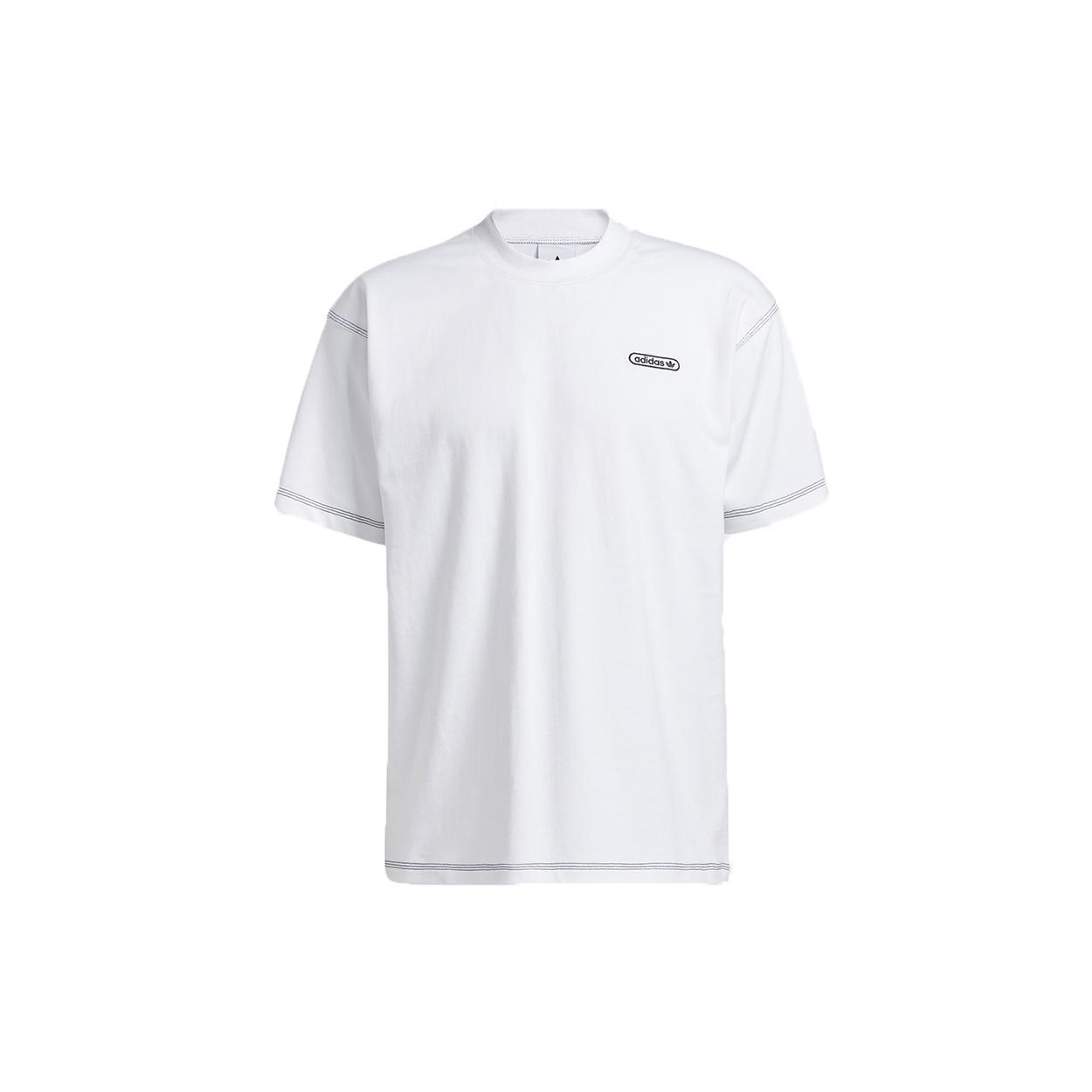adidas originals Ww Ss Tee Embroidered Logo Round Neck Sports Short Sleeve White Men s GN3810 XL