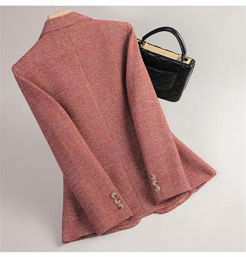 Women Long Sleeve Woolen Suit Jacket Autumn Winter Coat Ladies Office Wool Blazer Female Formal Blazer Thick Outerwear