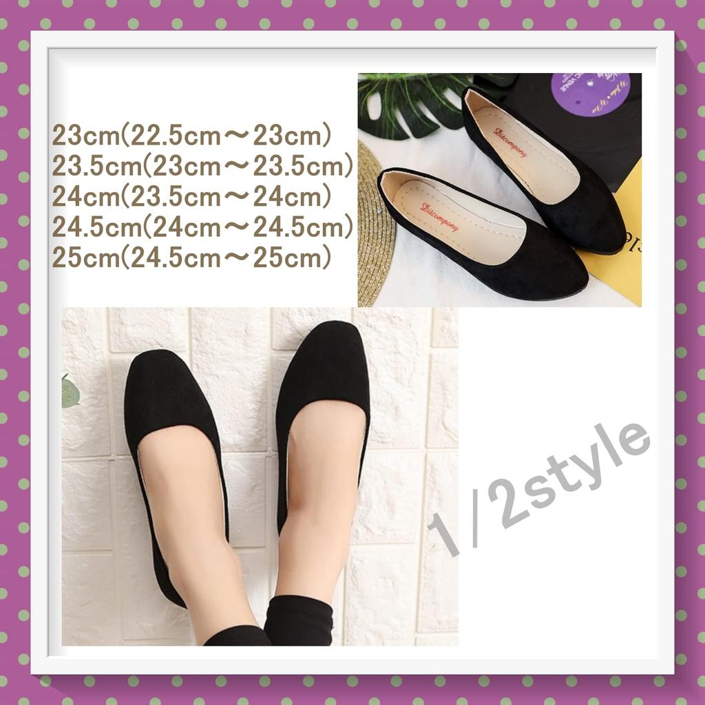 [1/2style] [Nibun no Ichi Style] Flat Shoes Pumps Ballet Low Heel Stylish Women's (Pink, measurement_24_point_0_centimeters)