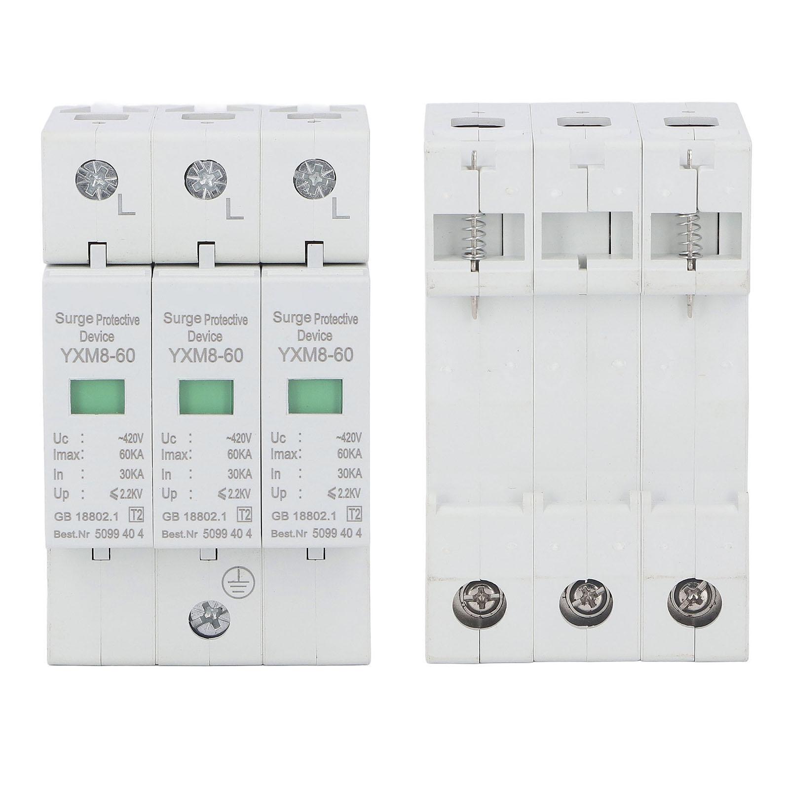 

3P Surge Protective Device Flame Retardant PC Material Voltage Protection Arrester Module 60KA 420V