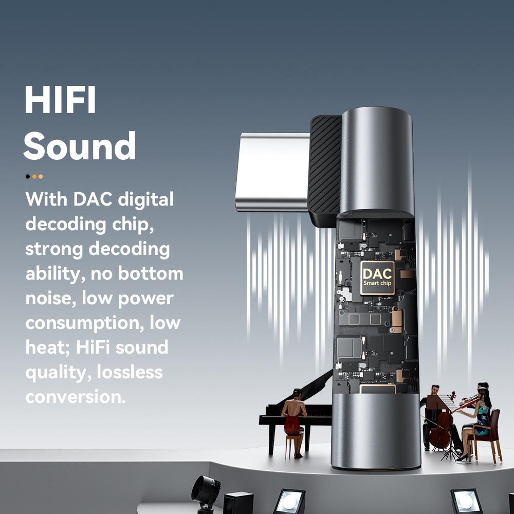 ESSAGER Type-C Male To 3.5mm Female L-Shaped Audio Adapter Inline Control Audio Adapter