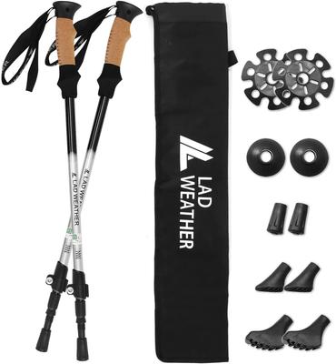 Bastões de Trekking Radweather, Aprovados pela SG, Conjunto de 2, Estilo Híbrido, Alumínio Leve, Função Anti-Choque (Prata)